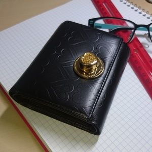 LOVCAT Quilted Heart Trifold Black Wallet